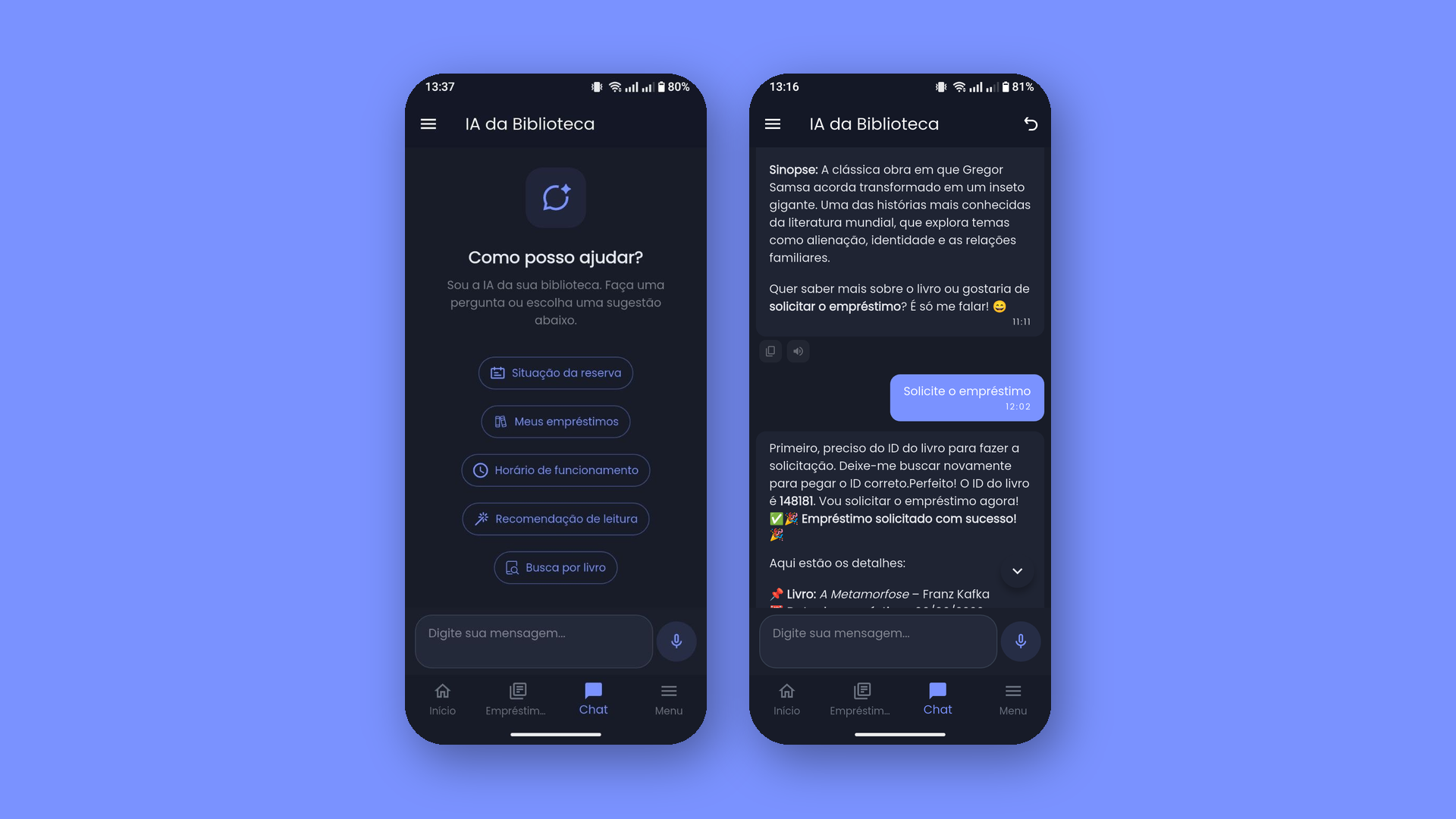 Interface de chat da IA da Biblioteca do Libmin com leitor fazendo busca semântica no acervo