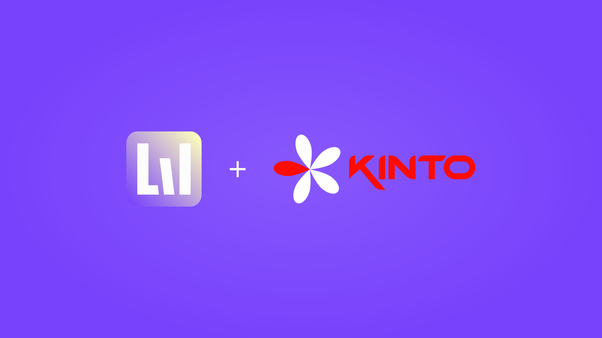 Logo do Libmin e do Kinto Escola lado a lado sobre fundo roxo representando a integração entre os sistemas